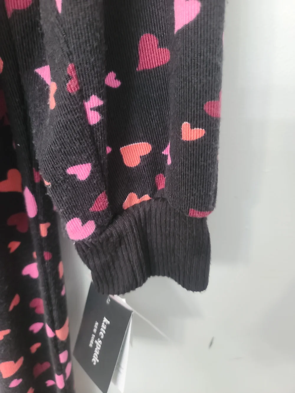kate spade Black Pajama Set with Pink Heart Print